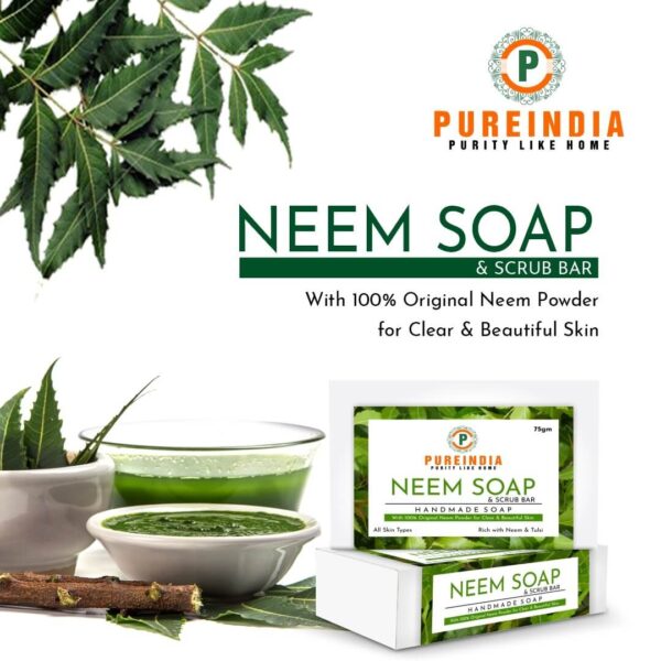 Neem Purifying Soap for Acne Pimples and Rashes | Stop Skin Infection | Natural Handmade Soap - Image 2
