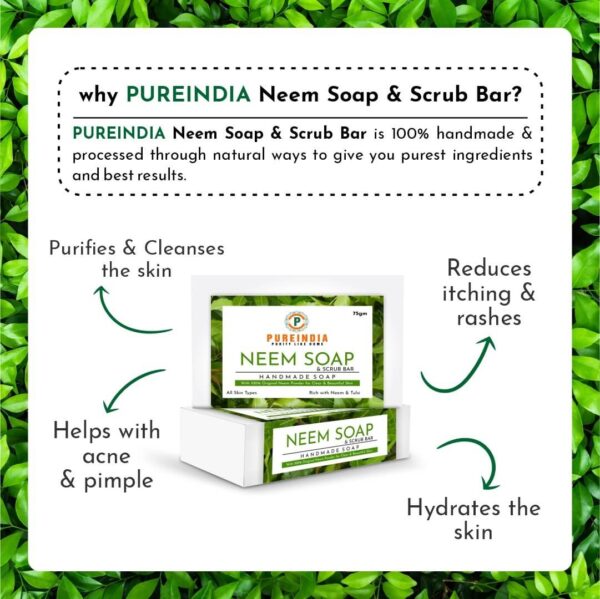 Neem Purifying Soap for Acne Pimples and Rashes | Stop Skin Infection | Natural Handmade Soap - Image 5