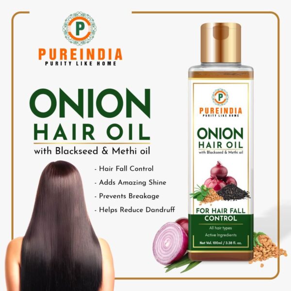 Onion Hair Oil with Blackseed, Fenugreek & Amla- A Ancient Ayurveda Beauty Secret. 95% Stop Hair-fall in just 2 week. 100ml - Image 2